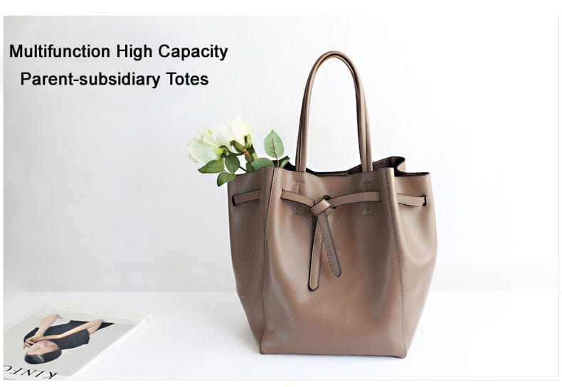 Designer Bag Knot Tie Large Leather Tote bags WAAMII   