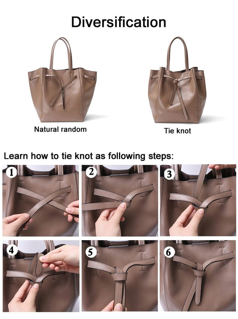 Designer Bag Knot Tie Large Leather Tote bags WAAMII   
