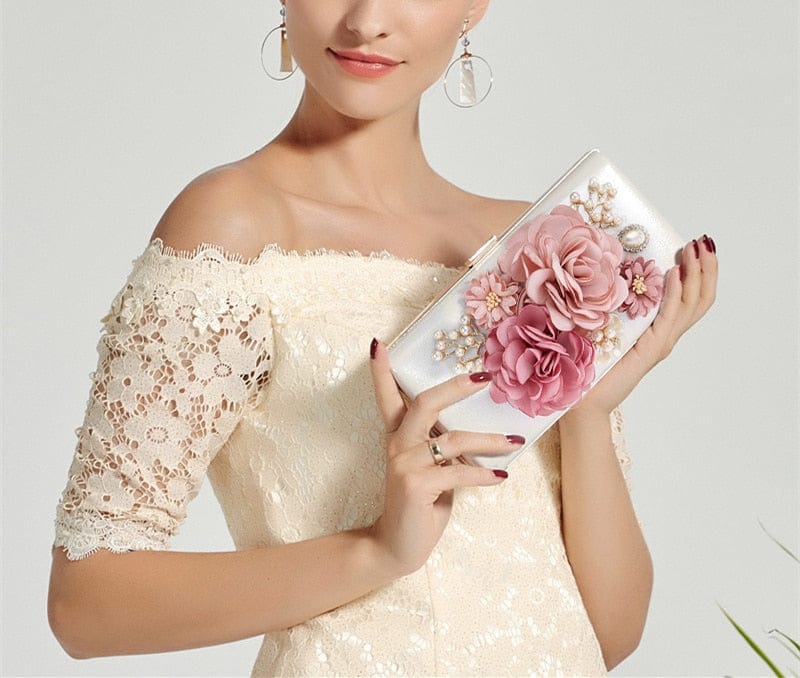 Designer Handmade Flower Pearl Clutch Purse - - Luxury bags by WAAMII