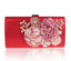 Designer Handmade Flower Pearl Clutch Purse - red - Luxury bags by WAAMII