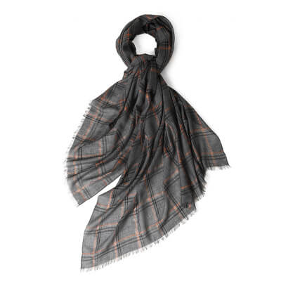 Designer Shawl Gold Thread Metalic Plaid Scarf-Pink/Black - - Luxury Accessories by WAAMII