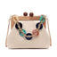 Designer Wooden Clutch Crossbody Bag With Acrylic Bold Chains