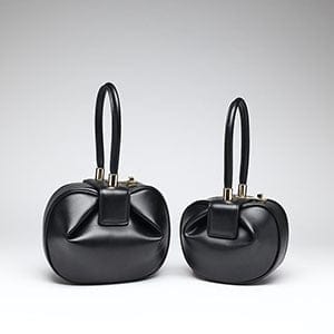 Donna Mini Round Hobo Dumpling Leather Tote - Big Black - Luxury bags by WAAMII