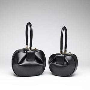 Donna Mini Round Hobo Dumpling Leather Tote bags WAAMII Big Black  