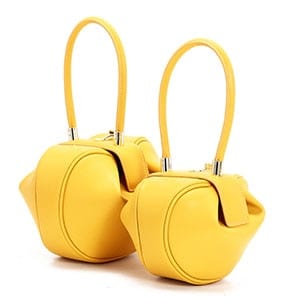 Donna Mini Round Hobo Dumpling Leather Tote bags WAAMII Small Yellow  