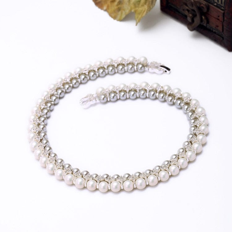 Double Layer  Simulated Pearl Choker Necklace 50CM Jewelry WAAMII   