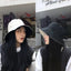 Double-side-wear Fisherman Cap Packable Sun Hat Accessories WAAMII black+beige(brim 8cm)  