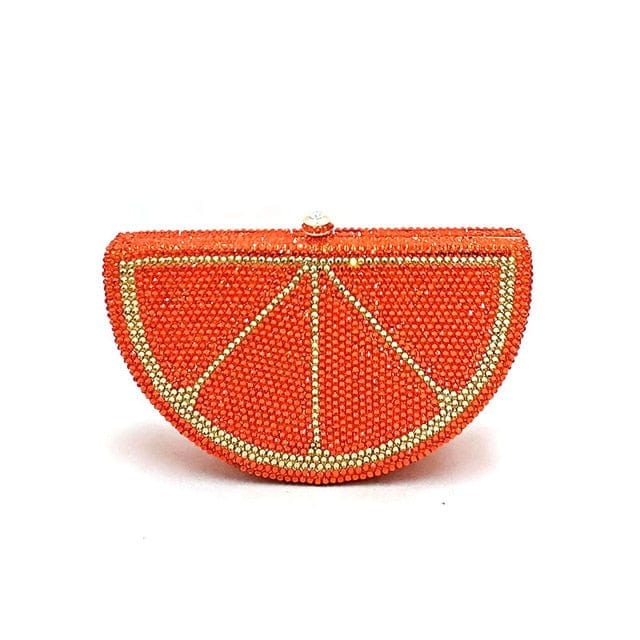 Double Sided Full Crystal Metallic Lemon Orange Fruit Clutch Evening Purse bags WAAMII Orange 01  