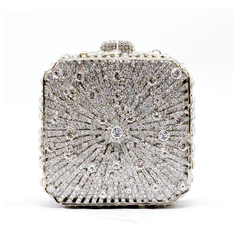 Double Sided Hollow Out Full Crystal Mini Box Clutch Evening Purse bags WAAMII   