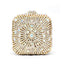 Double Sided Hollow Out Full Crystal Mini Box Clutch Evening Purse bags WAAMII Gold AB  