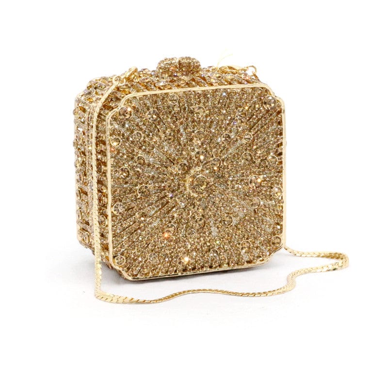 Double Sided Hollow Out Full Crystal Mini Box Clutch Evening Purse bags WAAMII   