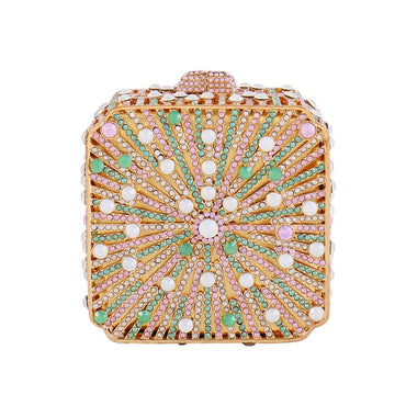 Double Sided Hollow Out Full Crystal Mini Box Clutch Evening Purse - Opal AB - Luxury bags by WAAMII