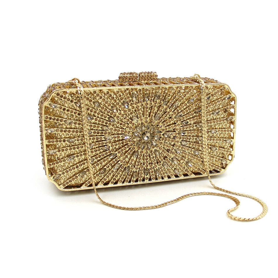 Double Sided Hollow Out Full Crystal Mini Box Clutch Evening Purse bags WAAMII   