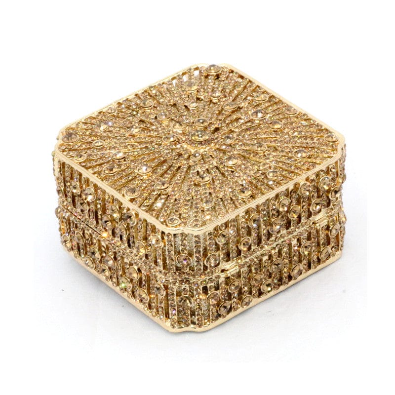 Double Sided Hollow Out Full Crystal Mini Box Clutch Evening Purse bags WAAMII   
