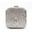 Double Sided Hollow Out Full Crystal Mini Box Clutch Evening Purse bags WAAMII silver  
