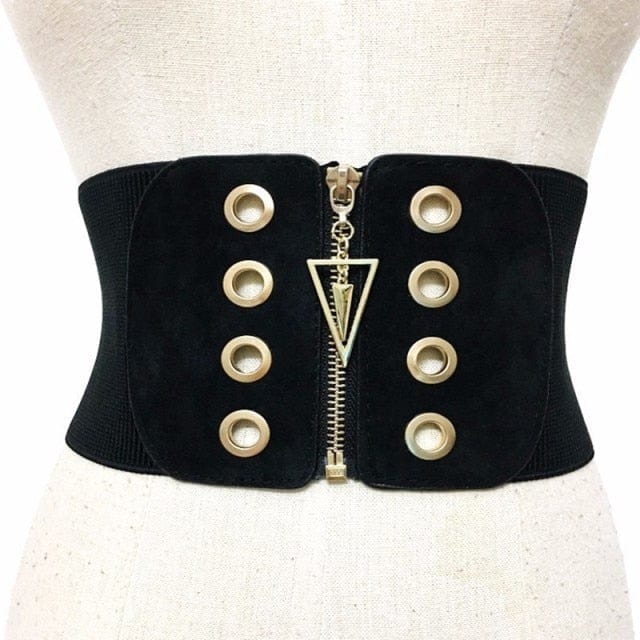 Elastic Patchwork Zipper Wide Belt For Women Accessories WAAMII Default Title  