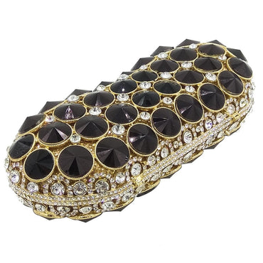 Elegant Black Crystal Diamond Evening Clutch - - Luxury bags by WAAMII