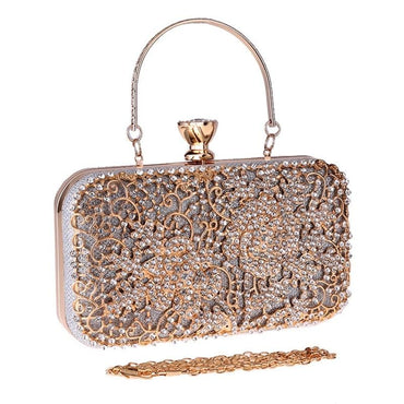 Elegant Crystal Hollow Out Metal Clutch Bag Ladies Purse - - Luxury bags by WAAMII