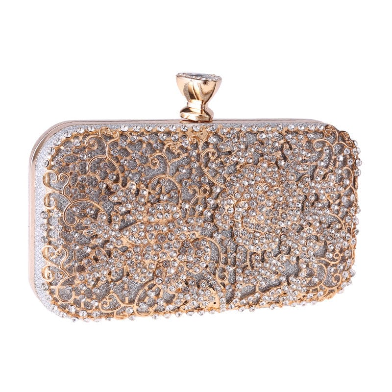 Elegant Crystal Hollow Out Metal Clutch Bag Ladies Purse