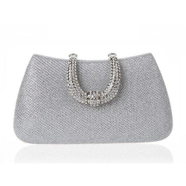 Elegant Diamond Clasp Glittery Clutch Purse - Silver - Luxury bags by WAAMII