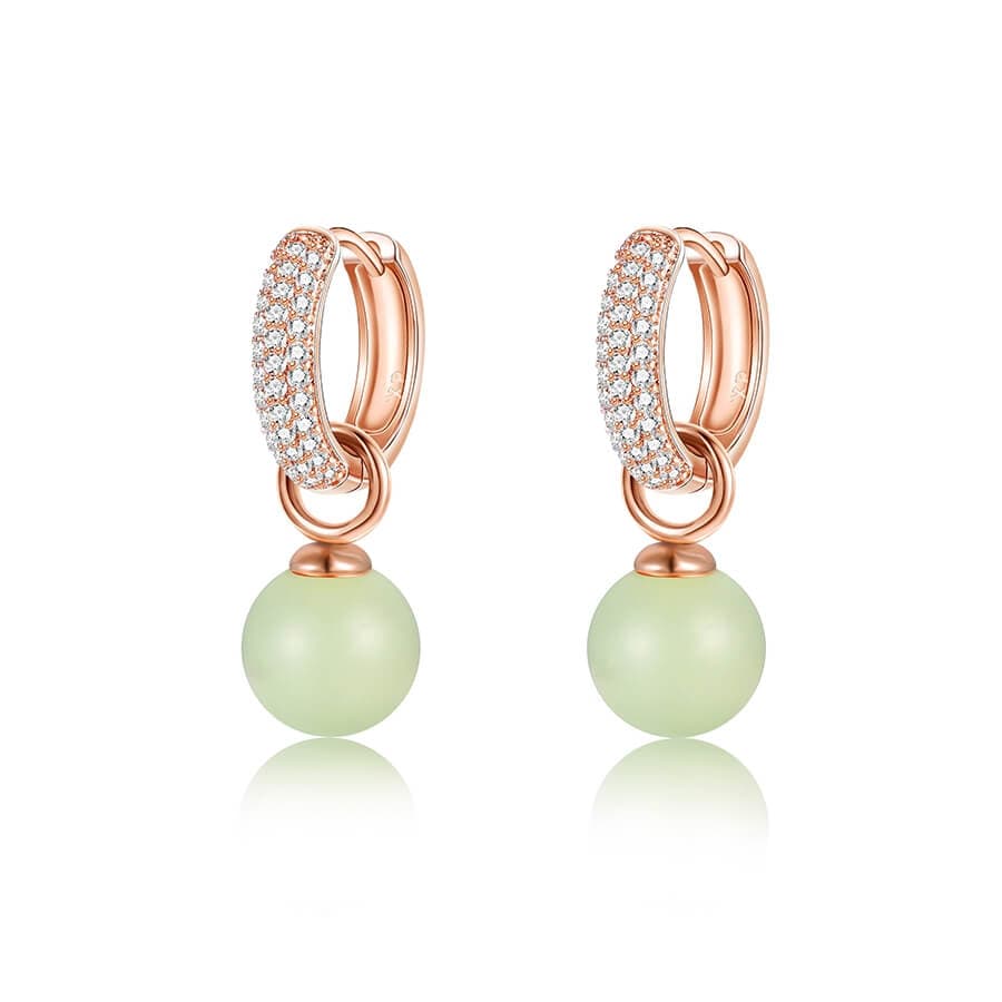 Elegant Gold-Tone Crystal Pearl Hoop Drop Earrings Jewelry WAAMII Green  