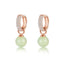 Elegant Gold-Tone Crystal Pearl Hoop Drop Earrings Jewelry WAAMII Green  