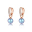 Elegant Gold-Tone Crystal Pearl Hoop Drop Earrings Jewelry WAAMII Blue  