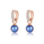 Elegant Gold-Tone Crystal Pearl Hoop Drop Earrings Jewelry WAAMII Dark Blue  