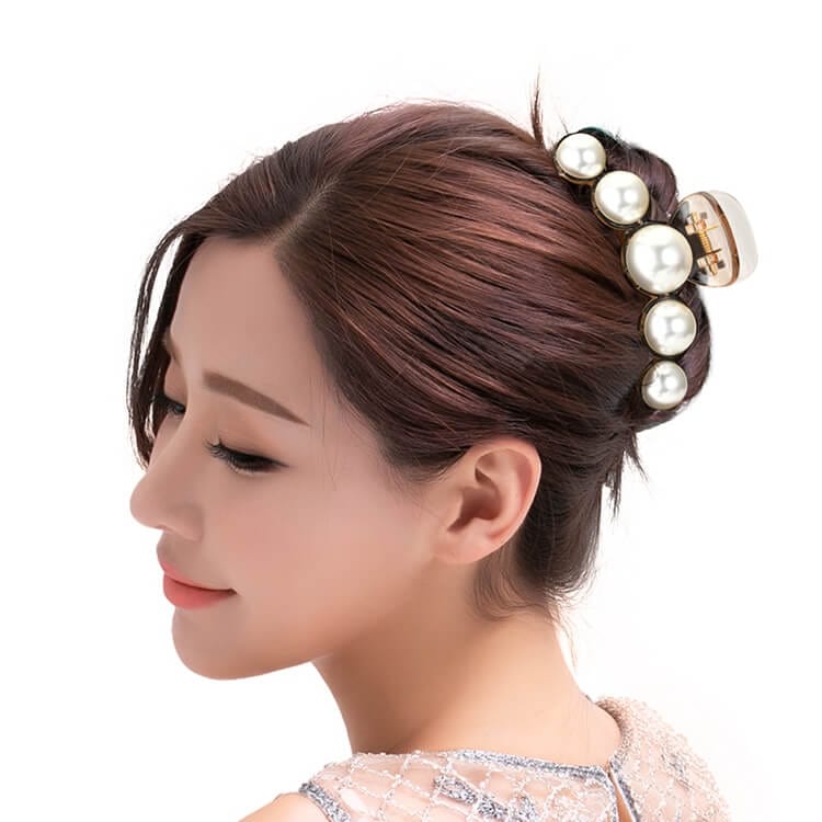 Elegant Stylish Large Pearl Hair Claw Clip Accessories WAAMII   