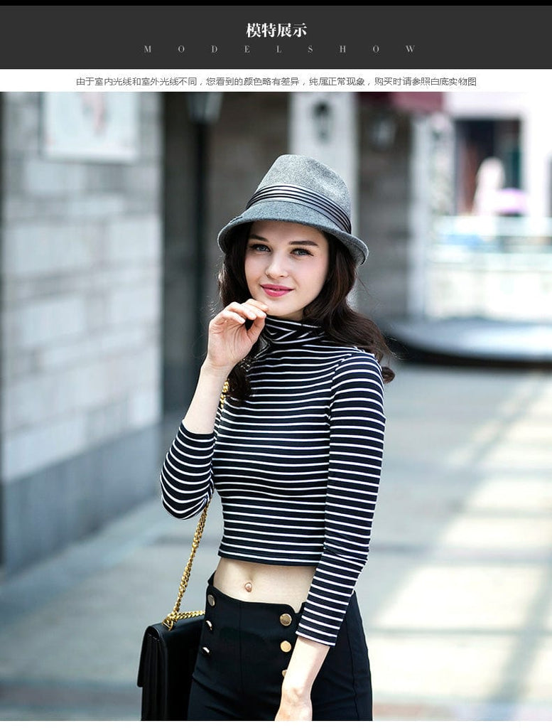 Elegant Women's Wool Fedora Trimmed With Hatband-Gray Accessories WAAMII   