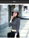 Elegant Women's Wool Fedora Trimmed With Hatband-Gray Accessories WAAMII   