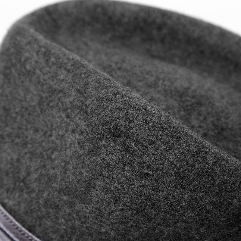 Elegant Women's Wool Fedora Trimmed With Hatband-Gray Accessories WAAMII   
