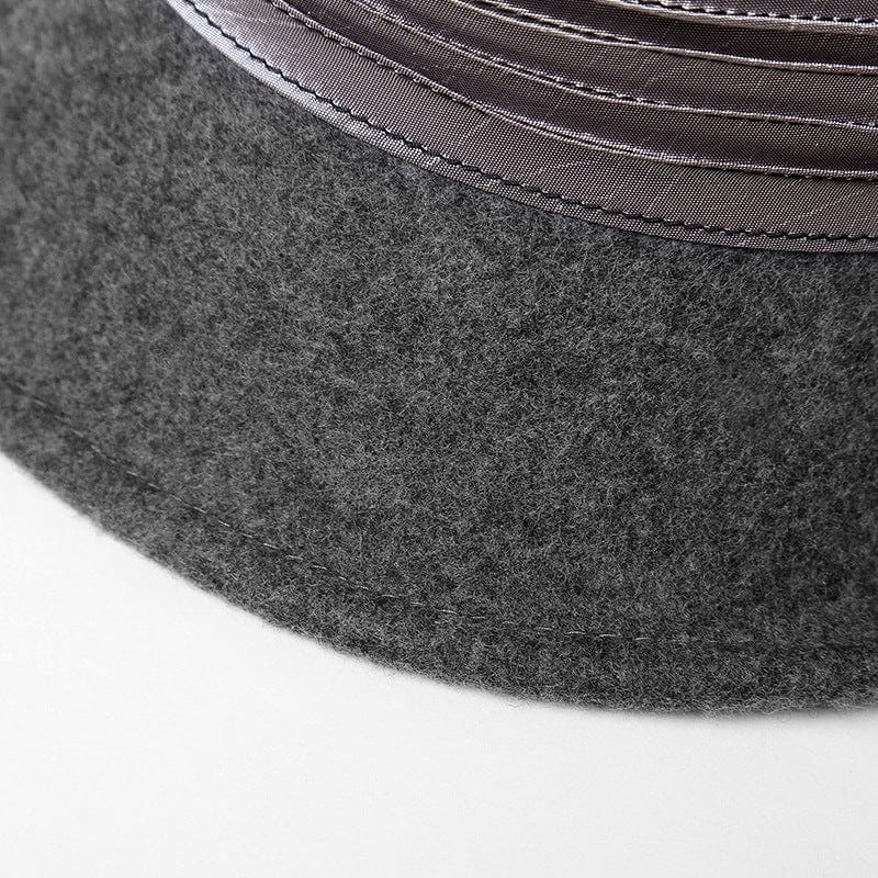 Elegant Women's Wool Fedora Trimmed With Hatband-Gray Accessories WAAMII   