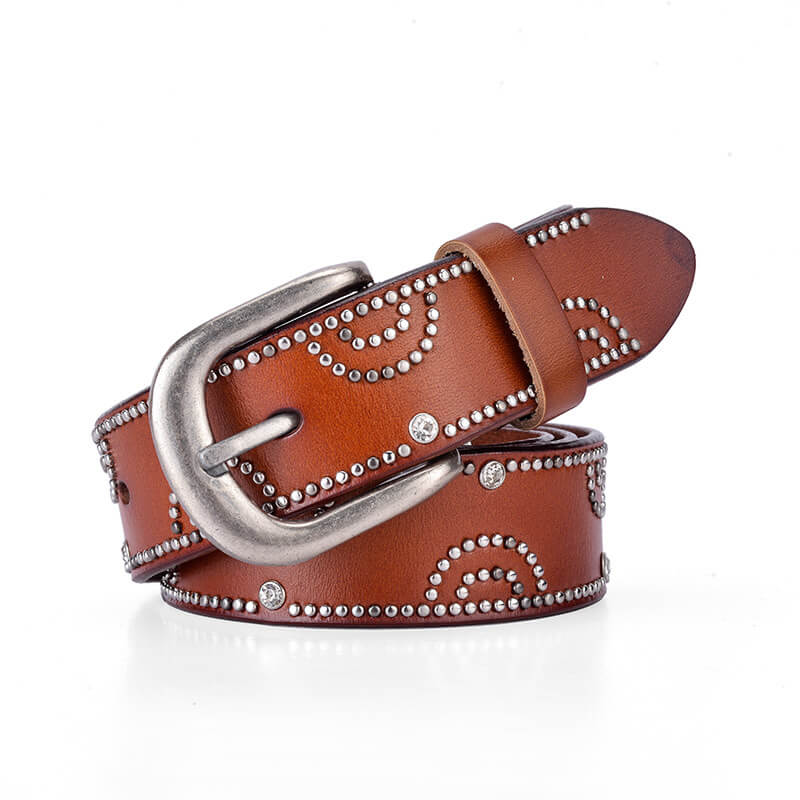 Fashion Rhinestone Rivet Belt For Women Cowgirl-WB7054 Accessories WAAMII   