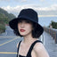 Double-side-wear Fisherman Cap Packable Sun Hat Accessories WAAMII solid black(brim 8cm)  