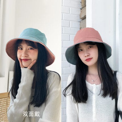 Double-side-wear Fisherman Cap Packable Sun Hat Accessories WAAMII watermelon+blue(brim 8cm)  