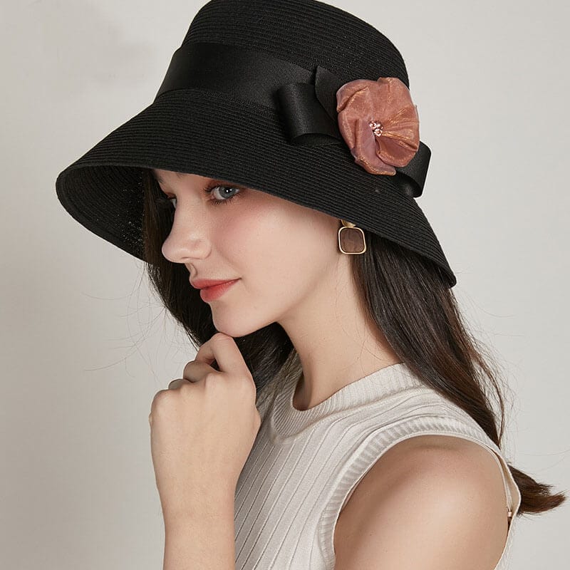 Floral Embroidered Natural Straw Hats Summer Caps Beach Hat-WCM004 Accessories WAAMII   