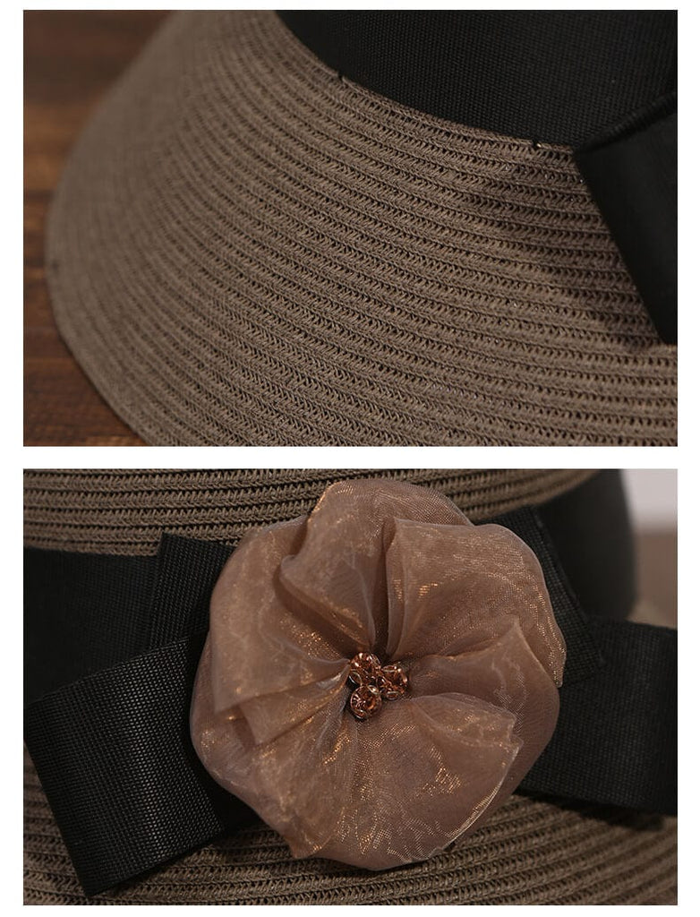 Floral Embroidered Natural Straw Hats Summer Caps Beach Hat-WCM004 Accessories WAAMII   