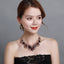 Floral Gemstones Bib Statement Necklace And Earring Jewelry Set Jewelry WAAMII   