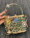 Floral Hollow Out Metallic Cage Clutch bags WAAMII Khaki L18xW9xH13 cm 