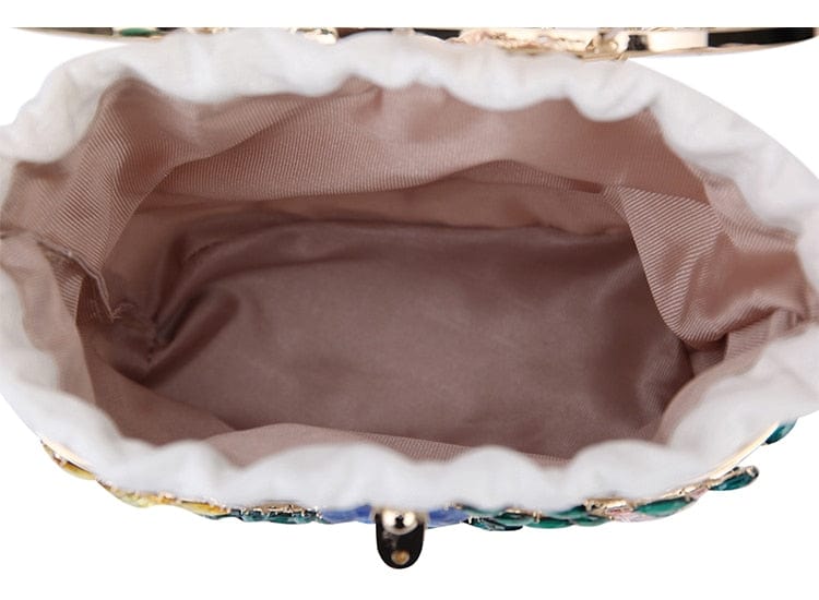 Floral Hollow Out Metallic Cage Clutch bags WAAMII   