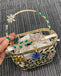 Floral Hollow Out Metallic Cage Clutch bags WAAMII   