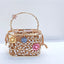 Floral Hollow Out Metallic Cage Clutch bags WAAMII Khaki A L18xW9xH13 cm 