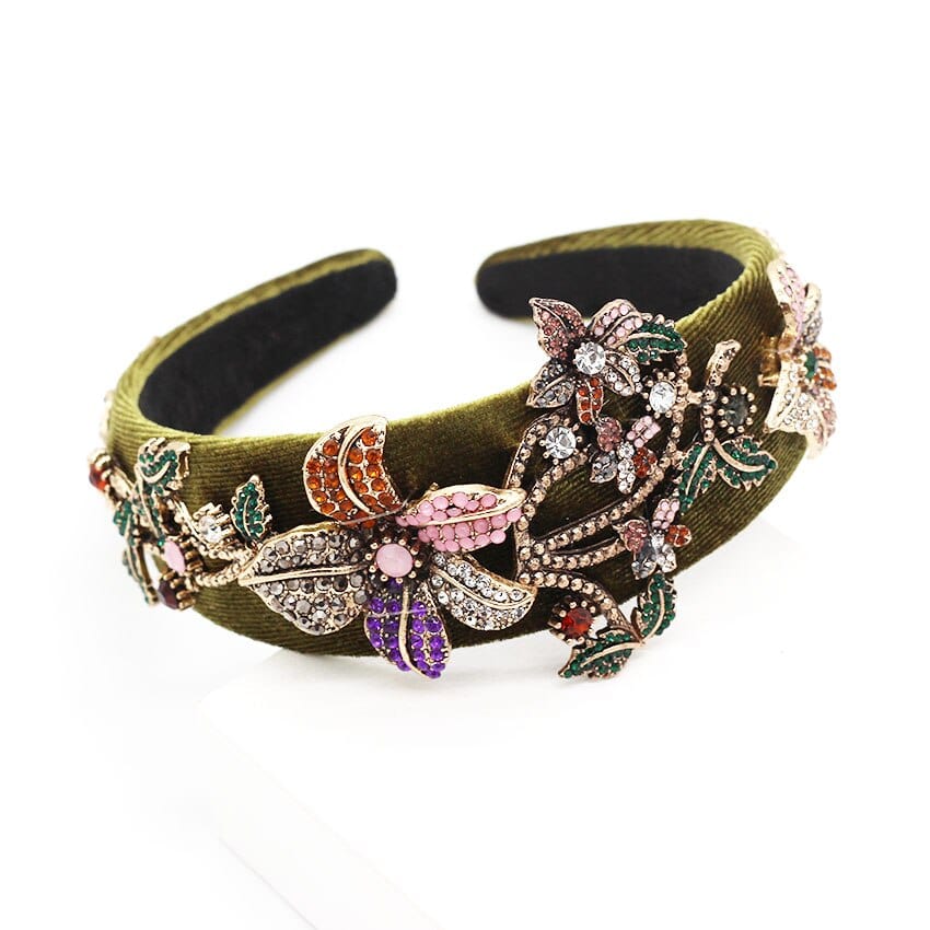 Flower Embrodery Jeweled Headband WH956 Accessories WAAMII   