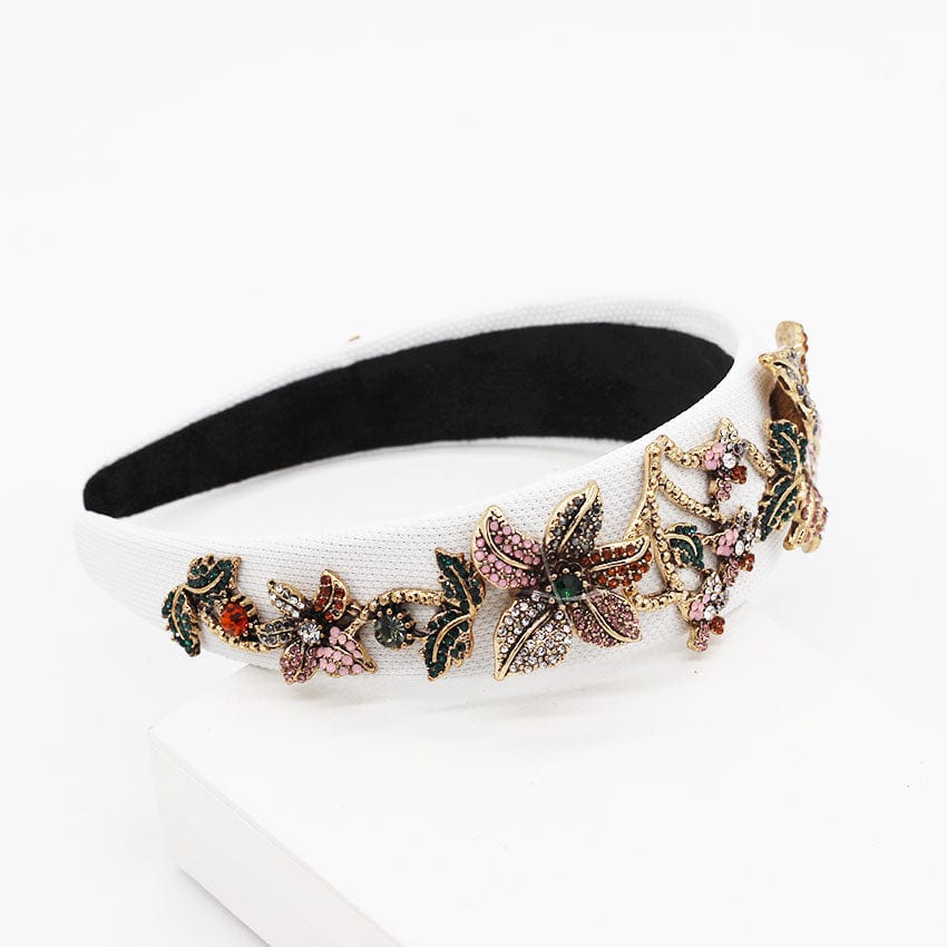 Flower Embrodery Jeweled Headband WH956 Accessories WAAMII   