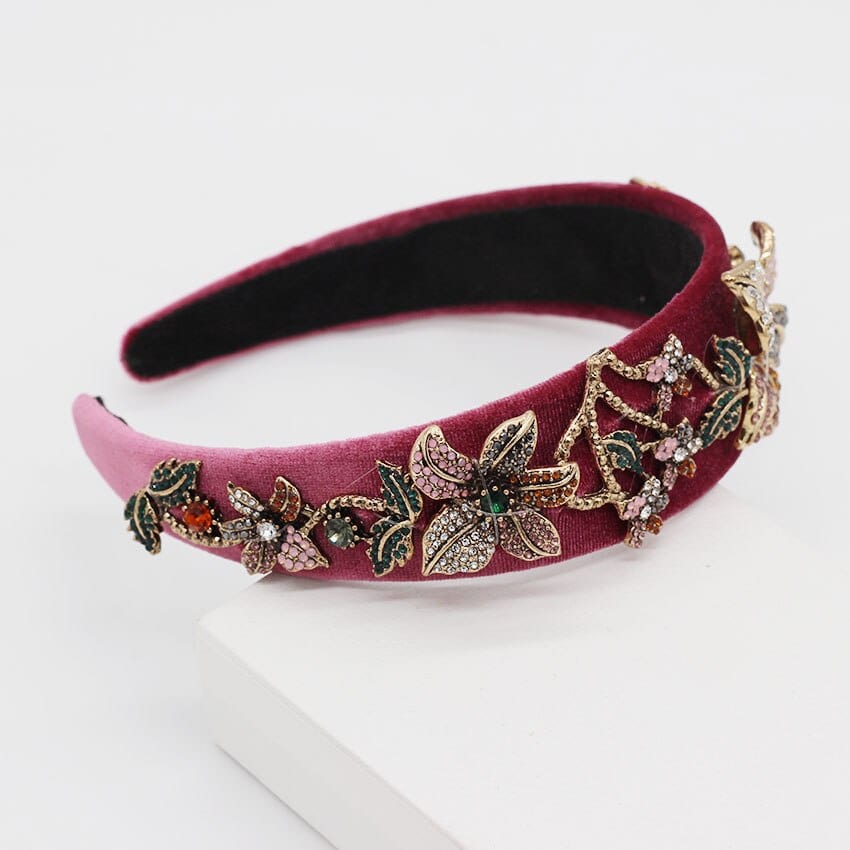 Flower Embrodery Jeweled Headband WH956 Accessories WAAMII   
