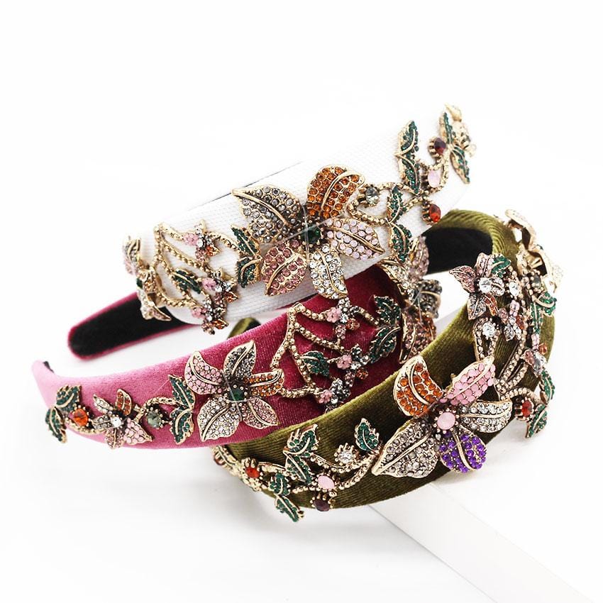 Flower Embrodery Jeweled Headband WH956 Accessories WAAMII   
