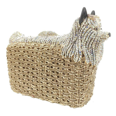 Full Crystal Doggy Puppy Clutch - - Luxury bags by WAAMII