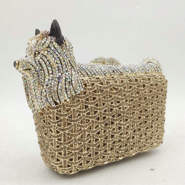 Full Crystal Doggy Puppy Clutch bags WAAMII   