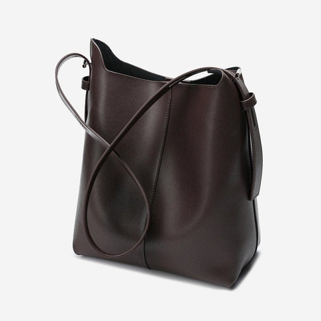 Genuine Leather Cowhide Hobo Bucket Bag-W5130 bags WAAMII deep coffe  
